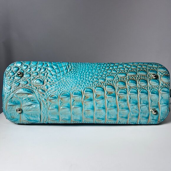 NWT BRAHMIN Mini Asher Turquoise Melbourne Croc Satchel Crossbody Handbag - Picture 7 of 9